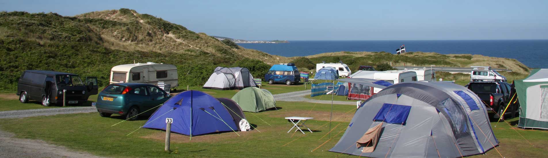 Camping pitches in St Ives Bay, Cornwall
