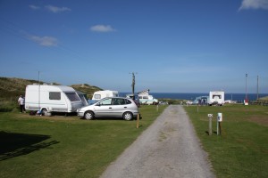beachside touring pitch overlooking St Ives Bay, Cornwall
