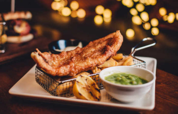 Fish and Chips at Beachside Holiday Park Restaurant Cornwall