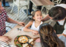 Family eating in a holiday park restaurant