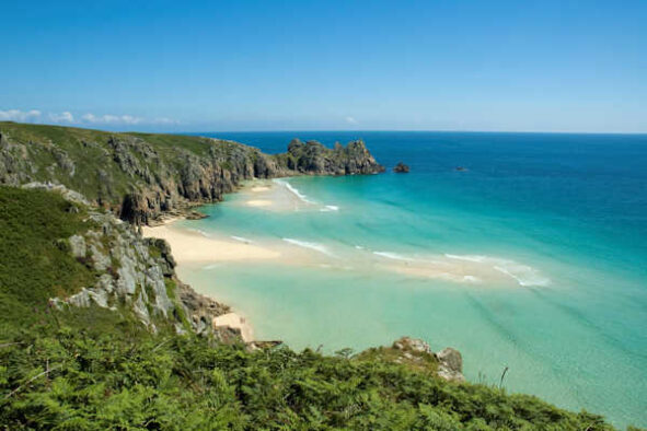 Porthcurno Beach near Land's End in Cornwall