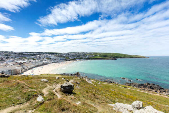 Porthmeor Beach in St Ives Cornwall